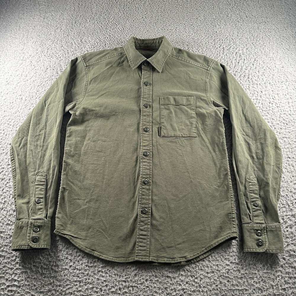 Topo Designs Shirt Mens S Olive Green Long Sleeve‎ Button Organic Cotton Utility
